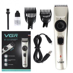 Машинка для стрижки волос беспроводная VGR V-031, триммер для бороды усов 2 насадки, окантовочная машинка ws48663 фото
