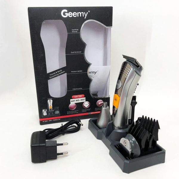 Набор для стрижки Pro Gemei GM-580 триммер 7в1 для стрижки волос, бритья бороды, для носа и ушей, стайлер ws15636-1 фото