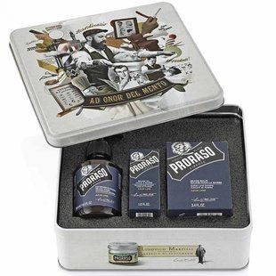 Подарочный набор для бороды Proraso Metal Box Beard Care Azur & Lime 8004395006915 фото