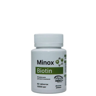 Біотин вітаміни для волосся, нігтів та шкіри Minox Biotin 10 000 мкг, 60 таблеток 48201464105272 фото