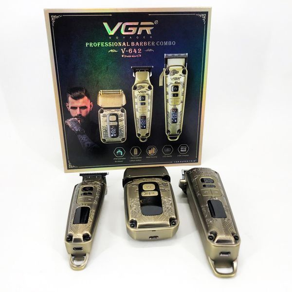 Професійний набір для стрижки 3 в 1 Машинка, Тример та Шейвер VGR Voyager Barber Combo V-642 ws38136 фото