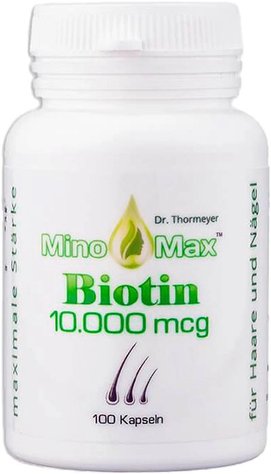 Биотин витамины для волос MinoMax Biotin 10 000 мкг, 100 капсул 4270001445858 фото