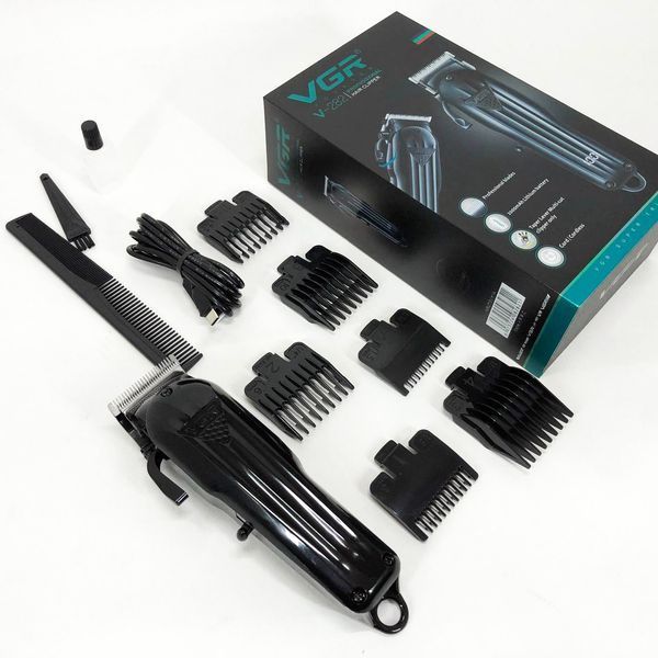Машинка для стрижки волосся VGR V-282 акумуляторна професійна підстригальна LED, 6 насадок ws75128 фото