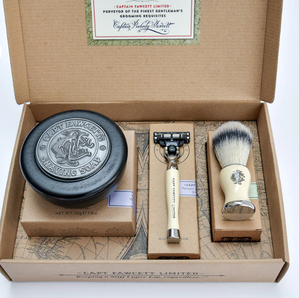 Набір щітка, бритва та мило Captain Fawcett Faux Shave Brush, Razor & Shaving Soap 110g F6707 фото