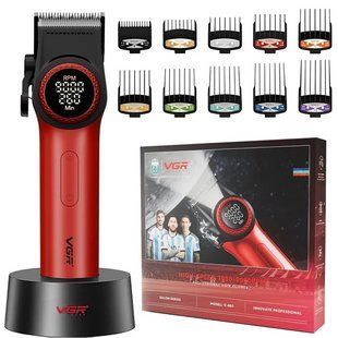 Профессиональная машинка для стрижки волос аккумуляторная VGR Voyager Hair Clipper V-001, красная ws32475 фото