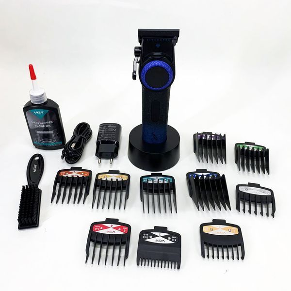 Професійна машинка для стрижки волосся VGR V-001 BLUE з дисплеєм 9000 об/хв та 10 насадками 1,5-24 мм ws74577-1 фото