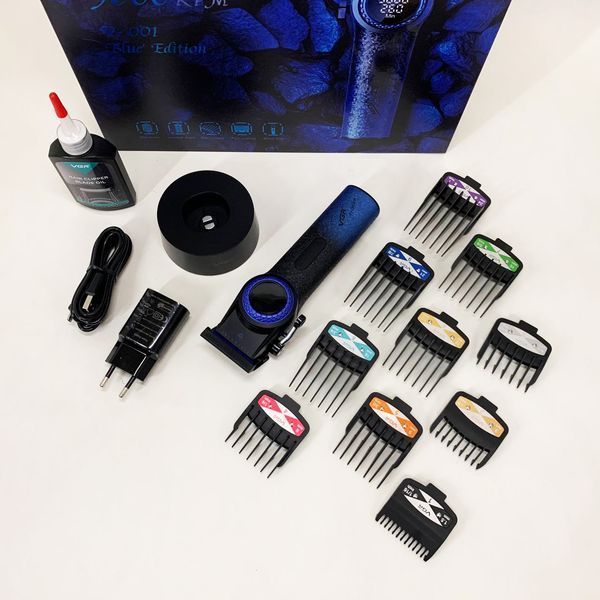 Професійна машинка для стрижки волосся VGR V-001 BLUE з дисплеєм 9000 об/хв та 10 насадками 1,5-24 мм ws74577-1 фото