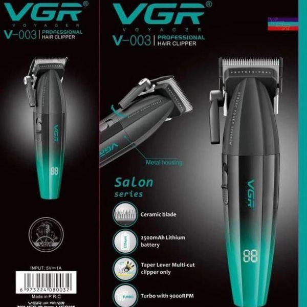 Машинка для стрижки волос аккумуляторная Professional Turbo с разными насадками VGR V-003. Цвет: зеленый ws63972 фото