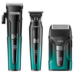 Профессиональный набор для стрижки 3 в 1 Машинка, Триммер и Шейвер VGR Voyager Barber Combo V-694, синий ws19838 фото