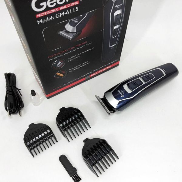 Машинка для стрижки GEMEI GM-6115, машинка для стрижки волос беспроводная. Цвет: синий ws37978 фото