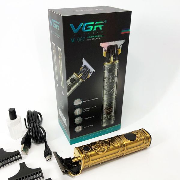 Машинка для стрижки волосся і бороди VGR V-097, Машинка для підстригання Окантувальна машинка. Колір: золотий ws28989 фото