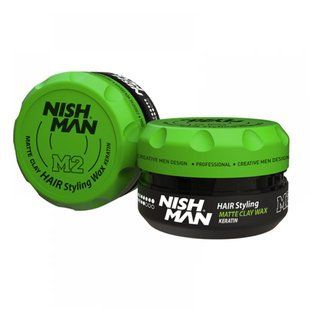 Матова глина для укладання волосся сильної фіксації Nishman Keratin Clay Wax M2 150 мл 8682035086437 фото
