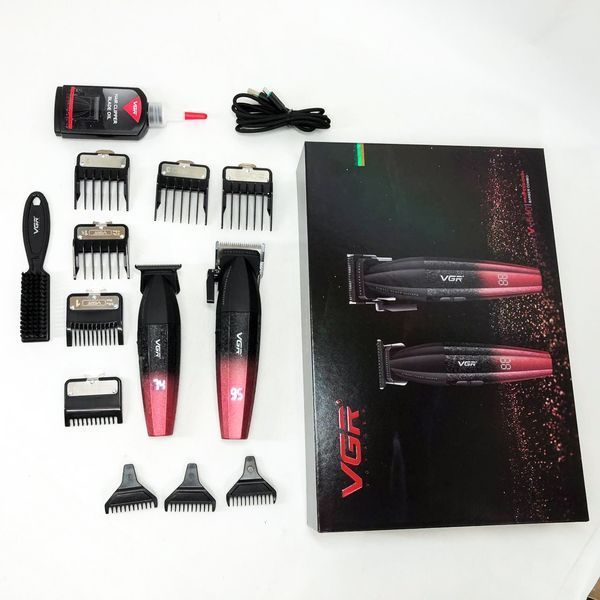 Професійний набір для стрижки волосся VGR V-640 акумуляторний Barber Combo PREMIUM. Колір: червоний ws47295-1 фото