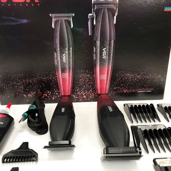 Професійний набір для стрижки волосся VGR V-640 акумуляторний Barber Combo PREMIUM. Колір: червоний ws47295-1 фото