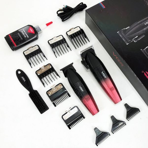 Професійний набір для стрижки волосся VGR V-640 акумуляторний Barber Combo PREMIUM. Колір: червоний ws47295-1 фото
