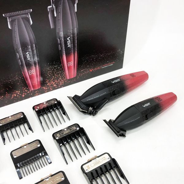 Професійний набір для стрижки волосся VGR V-640 акумуляторний Barber Combo PREMIUM. Колір: червоний ws47295-1 фото