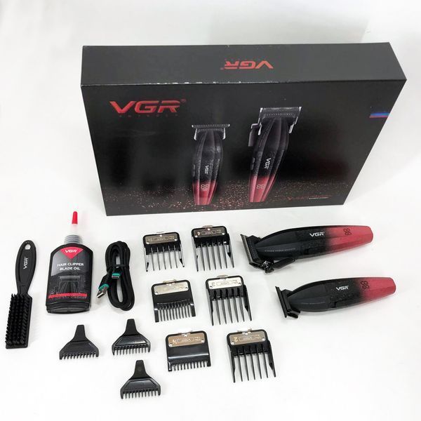 Професійний набір для стрижки волосся VGR V-640 акумуляторний Barber Combo PREMIUM. Колір: червоний ws47295-1 фото