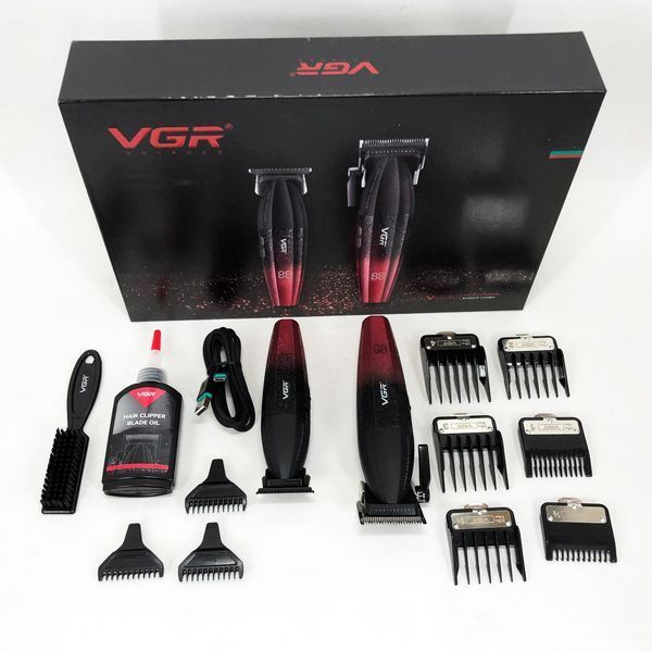 Професійний набір для стрижки волосся VGR V-640 акумуляторний Barber Combo PREMIUM. Колір: червоний ws47295-1 фото