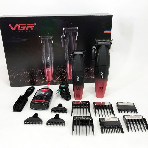 Професійний набір для стрижки волосся VGR V-640 акумуляторний Barber Combo PREMIUM. Колір: червоний ws47295-1 фото