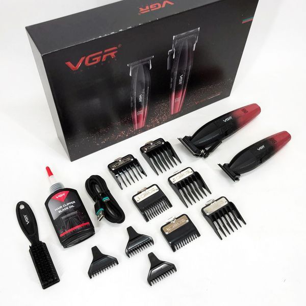 Професійний набір для стрижки волосся VGR V-640 акумуляторний Barber Combo PREMIUM. Колір: червоний ws47295-1 фото