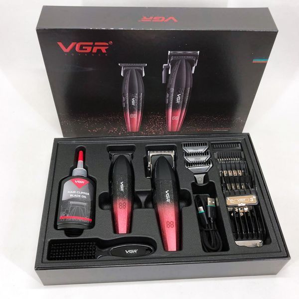 Професійний набір для стрижки волосся VGR V-640 акумуляторний Barber Combo PREMIUM. Колір: червоний ws47295-1 фото